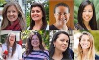 Collage of eight headshots of smiling people.